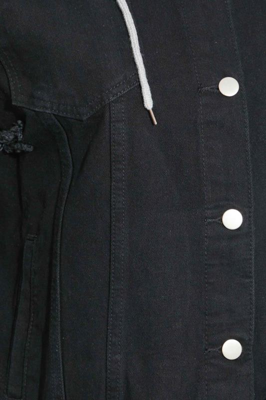 LIMITED COLLECTION Curve Black Hooded Distressed Denim Jacket 6
