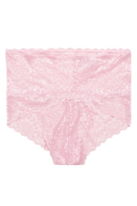 YOURS Curve Light Pink Hi Shine Lace Deep Waistband Full Briefs | Yours Clothing 3
