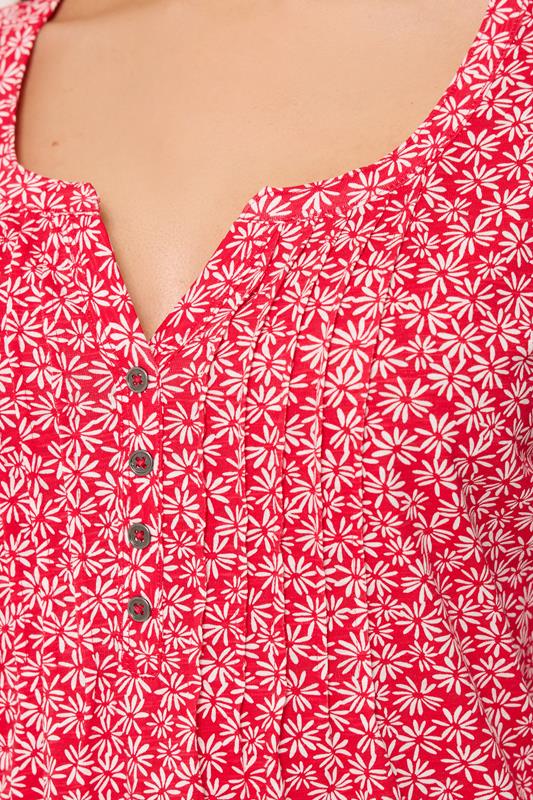 M&Co Red Floral Henley Top | M&Co 4
