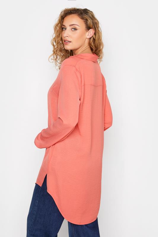 LTS Tall Coral Pink V-Neck Twill Shirt 3