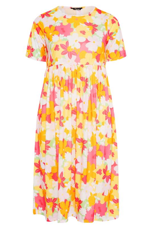 LIMITED COLLECTION Curve Pink Floral Print Midaxi Smock Dress 6