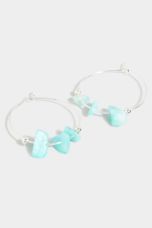 Silver Stone Hoop Earrings | Yours Clothing 2