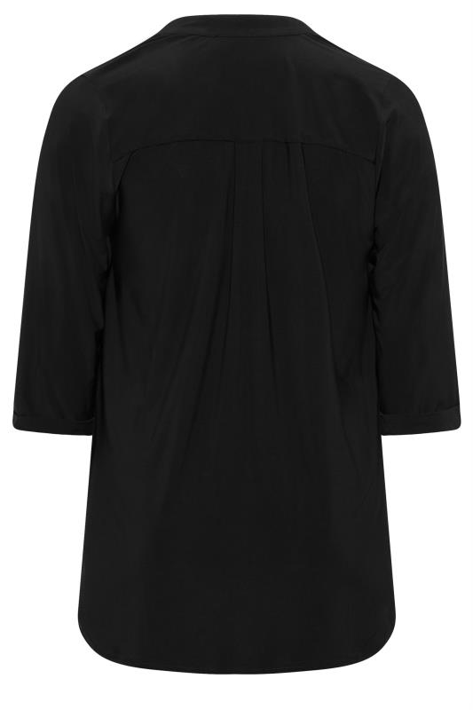 YOURS LONDON Plus-Size Curve Black Half Placket Shirt | Yours Clothing 7