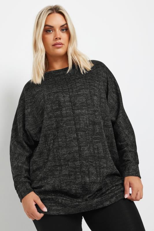 YOURS Plus Size Black Long Sleeve Soft Touch Top | Yours Clothing  1