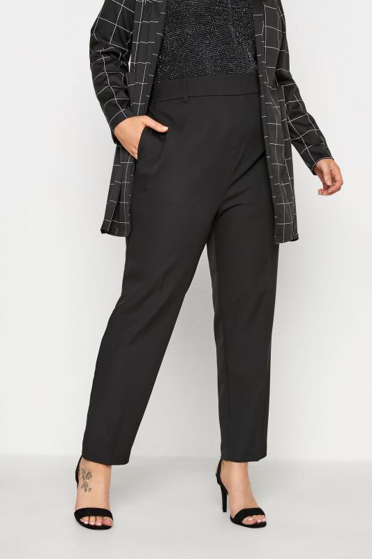 Plus Size  Black Tapered Trousers