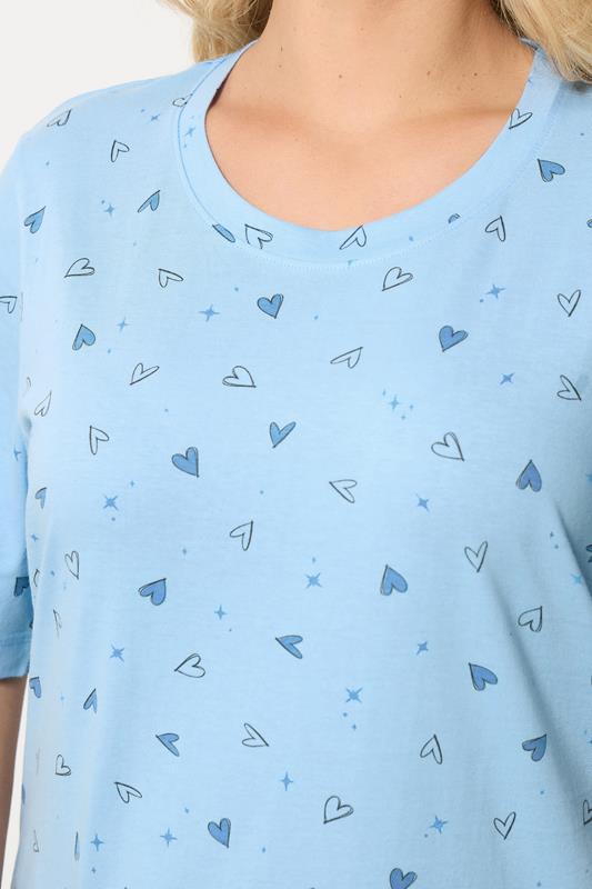 YOURS Plus Size Blue Heart Side Split Nightdress | Yours Clothing 4