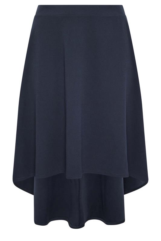 Plus Size  YOURS LONDON Curve Navy Blue Dipped Hem Skirt
