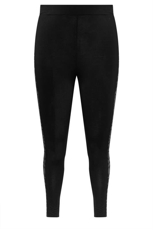 YOURS ACTIVE Plus Size Black Abstract Print Side Panel Leggings | Yours Clothing 6