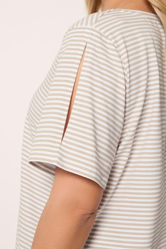 YOURS Plus Size Natural Brown Stripe Swing T-Shirt | Yours Clothing 5