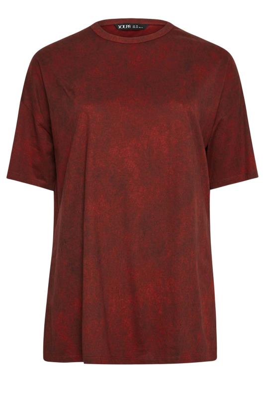 YOURS Plus Size Red Acid Wash Oversized T-Shirt | Yours Clothing 5