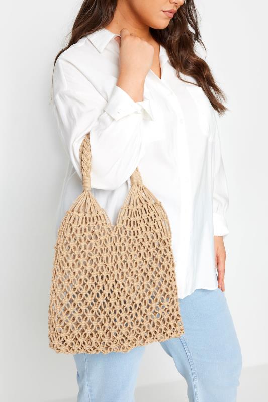 Brown Crochet Beach Bag | Yours Clothing 1