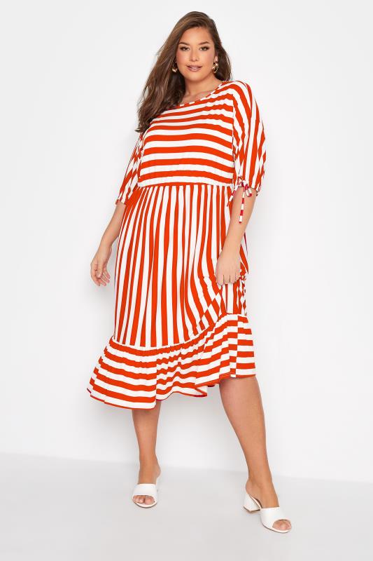 Plus Size  LIMITED COLLECTION Curve Red Stripe Print Midaxi Smock Dress