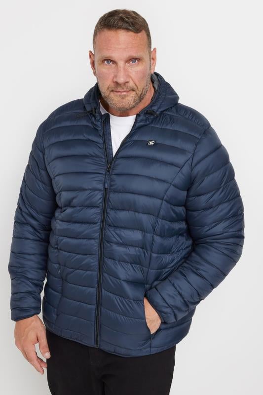 BLEND Big & Tall Blue Romsey Hooded Puffer Jacket | BadRhino 1