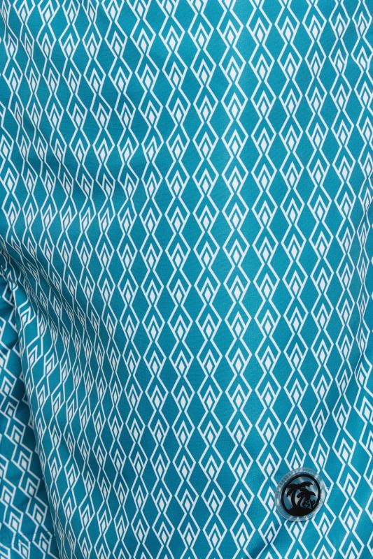 ESPIONAGE Big & Tall Light Blue Geometric Print Swim Shorts | BadRhino 3