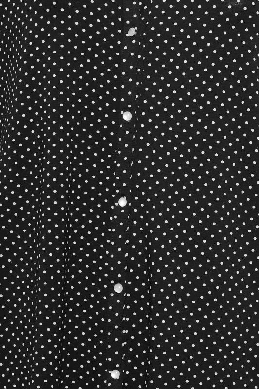 Plus Size Black Polka Dot Button Through Shirt | Yours Clothing 5