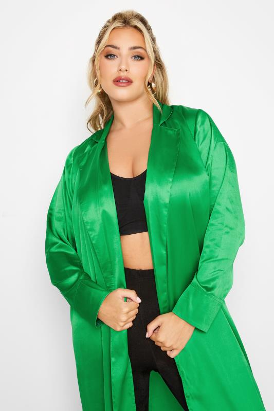 LIMITED COLECTION Plus Size Apple Green Satin Longline Kimono | Yours Clothing  4