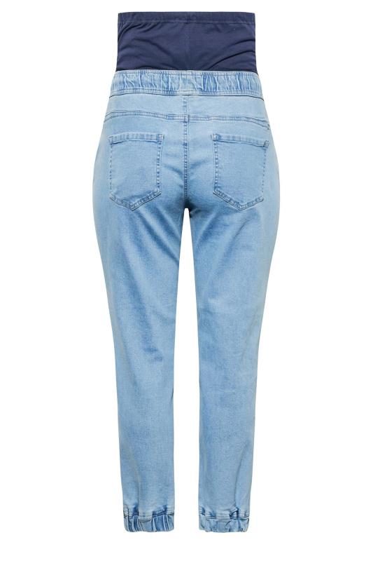 BUMP IT UP MATERNITY Plus Size Blue Ripped Jogger Jeans | Yours Clothing 5
