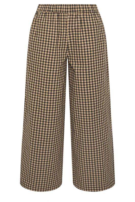 PixieGirl Petite Women's Brown Gingham Wide Leg Trousers | PixieGirl 6