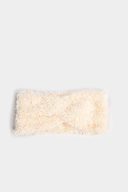 Plus Size Cream Faux Fur Headband | Yours Clothing 2