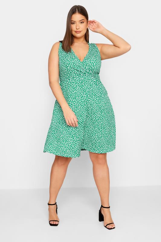 LTS Tall Green Ditsy Print Mini Dress | Long Tall Sally  1