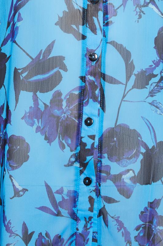 M&Co Blue Floral Print Longline Shirt | M&Co 6