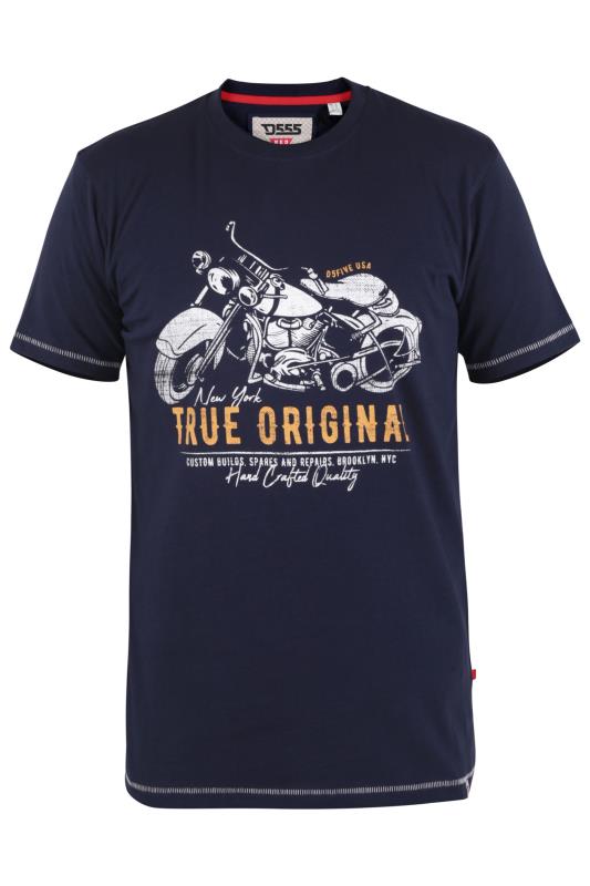 D555 Big & Tall Navy Blue Original Motorbike Printed T-Shirt 2