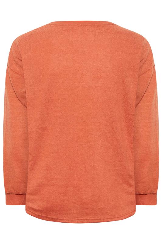 Plus Size Orange V-Neck Soft Touch Fleece Sweatshirt | Yours Clothing 7