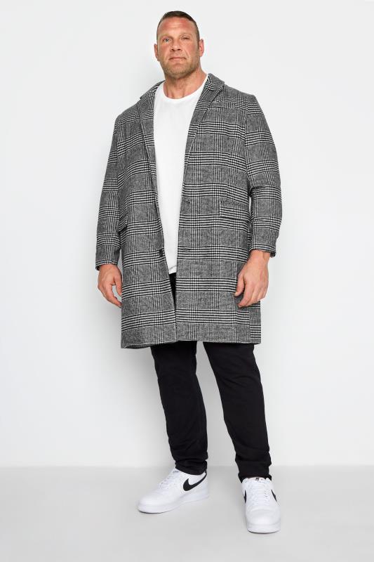 Men's  BadRhino Big & Tall Grey Check Overcoat