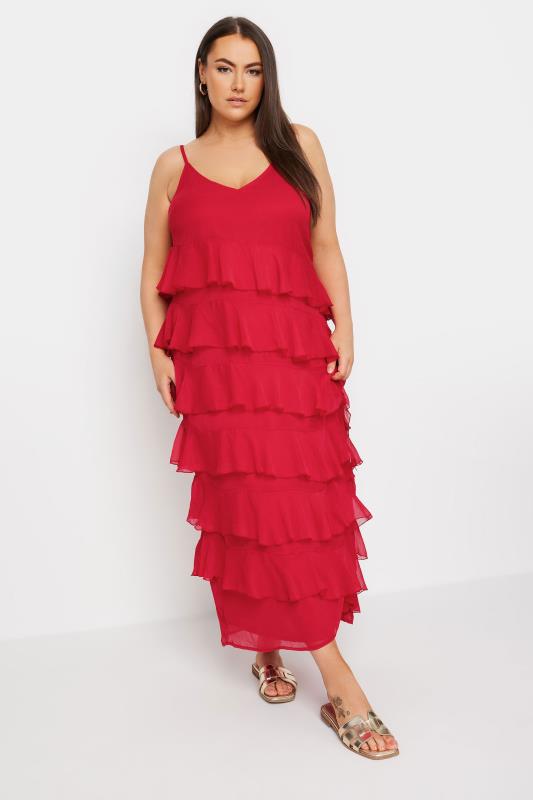LIMITED COLLECTION Plus Size Red Frill Maxi Dress | Yours Clothing 2