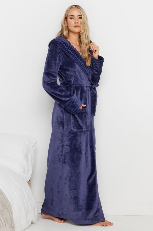 LTS Tall Purple Ribbed Trim Dressing Gown | Long Tall Sally 1