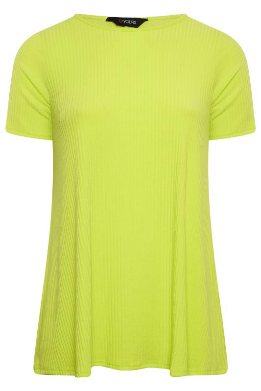 YOURS Curve Plus Size Lime Green Ribbed T-Shirt | Yours Clothing  5