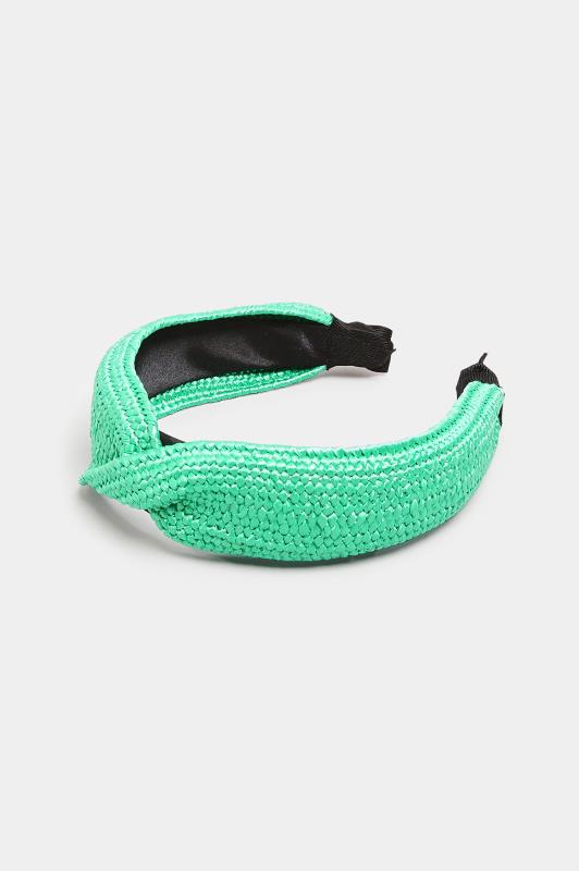 Bright Green Straw Twist Headband | Yours Clothing  3