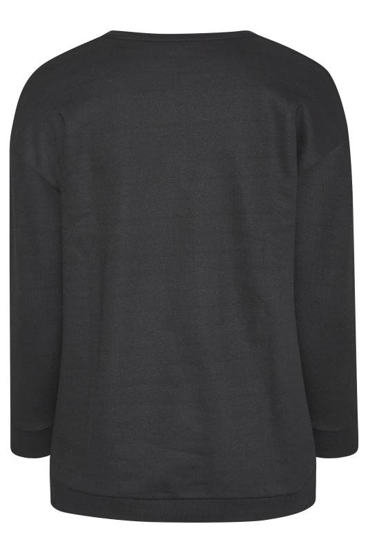 Plus Size Black Diamante Embellished Flower Sweatshirt | Yours Clothing  7