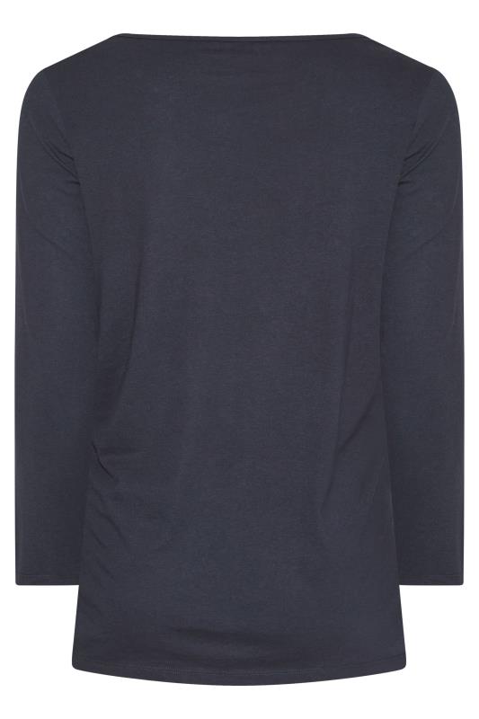 Plus Size Navy Blue Long Sleeve T-Shirt | Yours Clothing 6