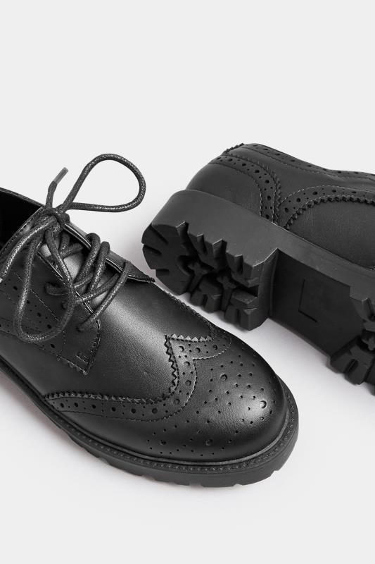 Black Brogue Derby Shoes In Wide E Fit & Extra Wide EEE Fit | Yours Clothing 5