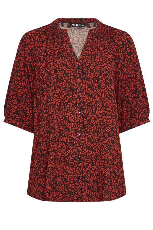 YOURS Curve Red Animal Print Notch Neck Blouse | Yours Clothing