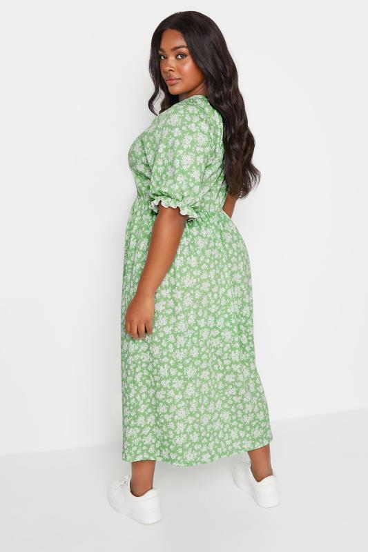 LIMITED COLLECTION Plus Size Green Vintage Floral Textured Midaxi Dress | Yours Clothing 3