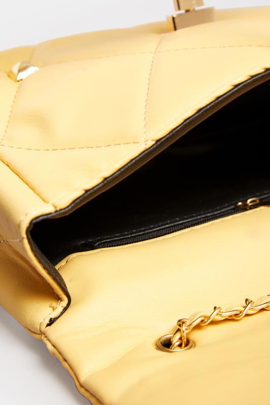 Yellow Studded Quilted Chain Bag | Yours Clothing 6