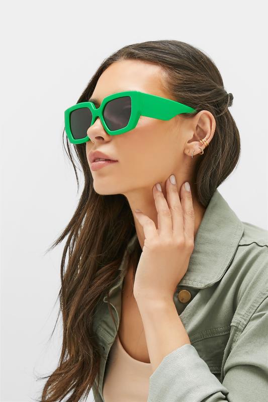 Tall  Yours Bright Green Frame Oversized Sunglasses