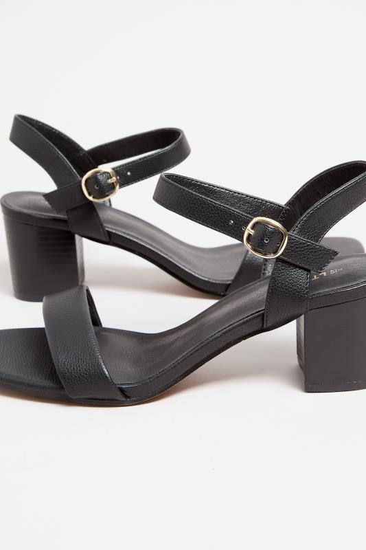 LTS Black Faux Leather Block Heel Sandal In Standard D Fit | Long Tall Sally 5