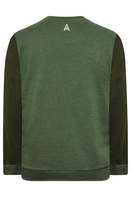STUDIO A Big & Tall Khaki Green Cut & Sew Sweatshirt | BadRhino 5