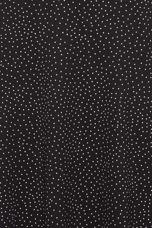 YOURS PETITE Plus Size Black Spot Print Lace Trim Midi Dress | Yours Clothing 5