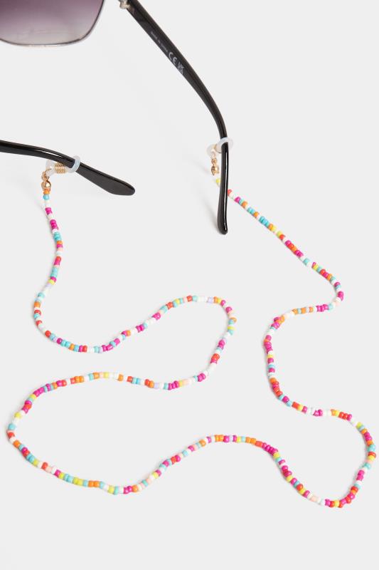 White Multicolour Beaded Sunglasses Chain 1