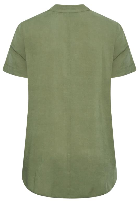 YOURS Plus Size Khaki Green Half Placket Blouse | Yours Clothing 7