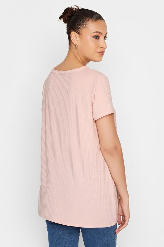 LTS Tall Women's Pink Ribbed V-Neck Swing Top | Long Tall Sally  3