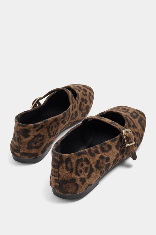Brown Leopard Buckle Detail Mary Jane Flats In Wide E Fit | Yours Clothing 4