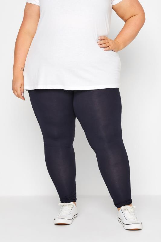 Plus Size Navy Blue Soft Touch Leggings | Yours Clothing 1