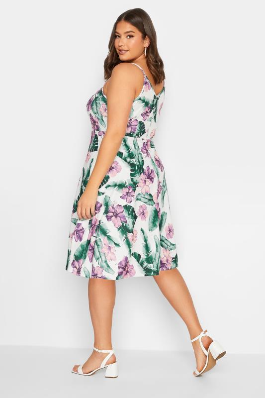YOURS LONDON Plus Size White Tropical Print Bow Front Dress | Yours Clothing 4