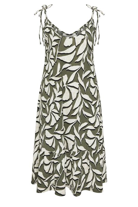 YOURS Plus Size Green Leaf Tiered Sundress | Yours Clothing 5