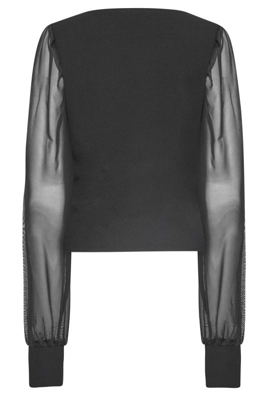 LTS Tall Black Corset Mesh Sleeve Top 7